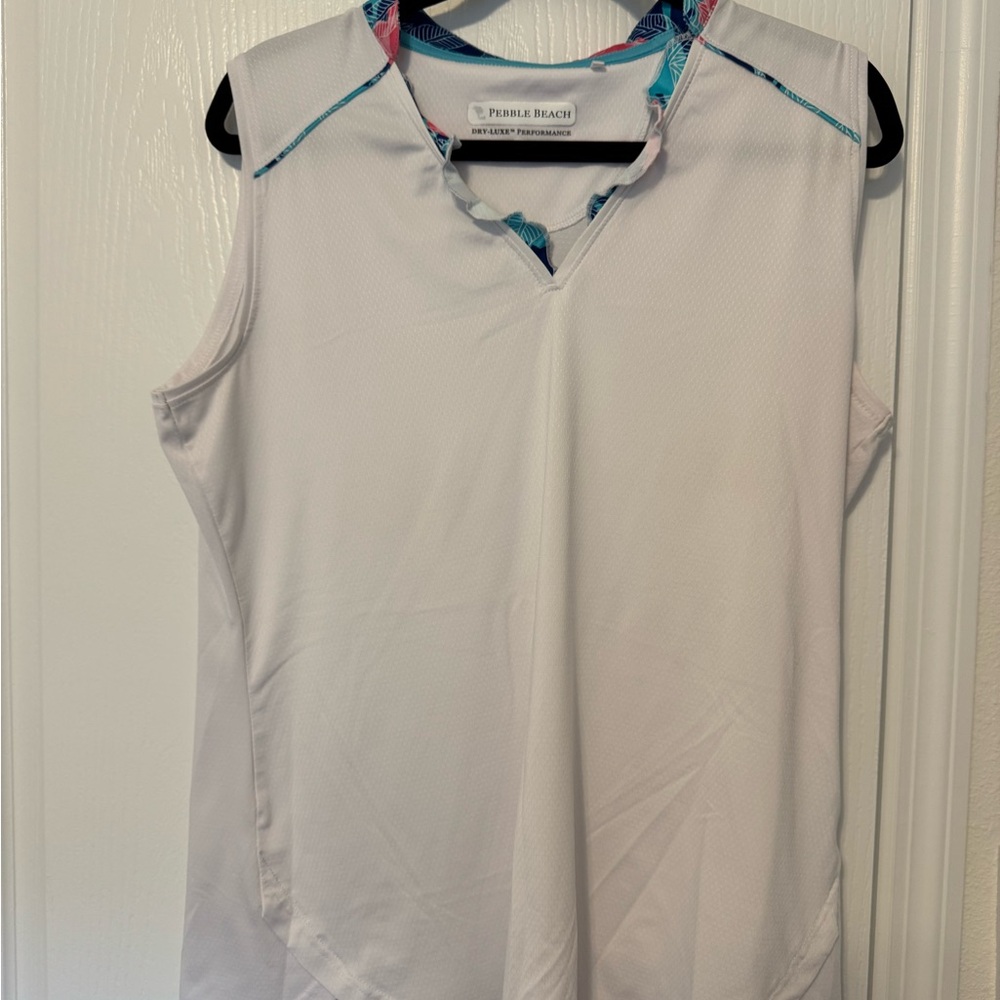 Pebble Beach Women's White Sleeveless  Golf Shirt